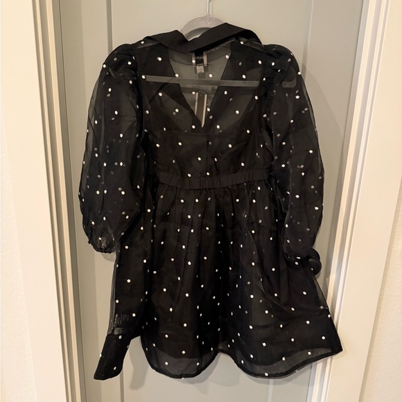 Maeve Black Sheer Dress with White Dots - Picture 6 of 6